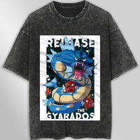 Pokemon tee shirt - Streetwear vintage t shirt - Unisex hip hop loose tops tees Dark Gray