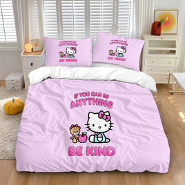 Be Kind Pink Teddy Bear Bedding Set - Soft Lilac Hello Kitty Bed Sheets Pink