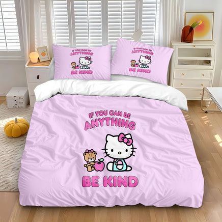 Be Kind Pink Teddy Bear Bedding Set - Soft Lilac Hello Kitty Bed Sheets Pink
