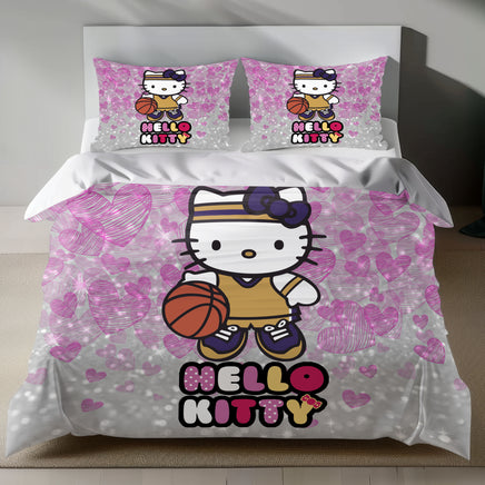 Hello Kitty Bedding Set - Pink Barbie-Inspired Duvet Cover for a Glam Bedroom 4pcs - Bedding Sets