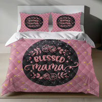 Blessed Mama Linen Duvet Cover Set - Floral Pink Design 4pcs - Quilt Sets