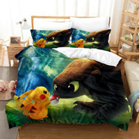 How to Train Your Dragon Bedding - Premium Toothless and Light Fury Bed Set Style-3