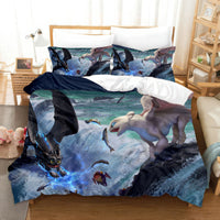 How to Train Your Dragon Bedding - Premium Toothless and Light Fury Bed Set Style-7