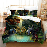 How to Train Your Dragon Bedding - Premium Toothless and Light Fury Bed Set Style-4