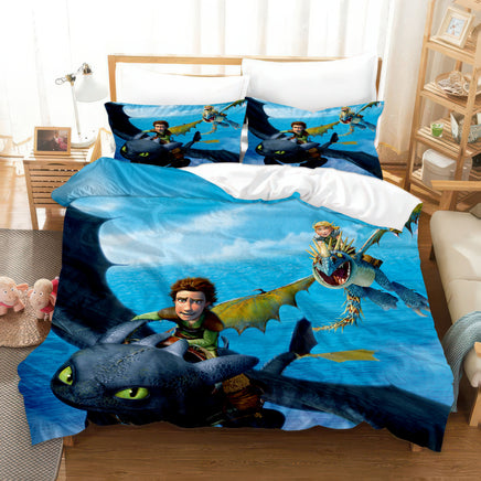 How to Train Your Dragon Bedding - Premium Toothless and Light Fury Bed Set Style-6