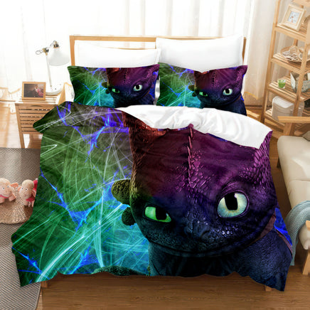 How to Train Your Dragon Bedding - Premium Toothless and Light Fury Bed Set Style-10