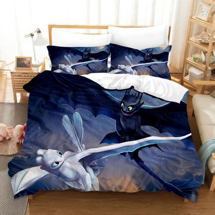 How to Train Your Dragon Bedding - Premium Toothless and Light Fury Bed Set Style-1