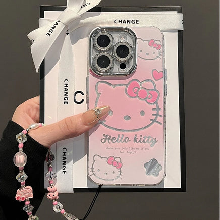 Sparkling 3D Diamond Bow Hello Kitty Phone Case - Y2K Aesthetic Luxury Protective Cover for iPhone 16, 15, 14, 13 Pro Max