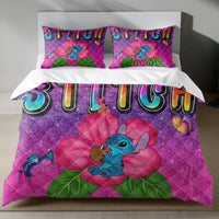 Lusy Store Stitch Bed Set - Lilo &amp; Stitch Bedding Set/Quilt Set - Classic Luxury Flowers - Linen Duvet Cover and Pillowcase Bed Sheets