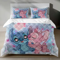 Lusy Store Stitch Bed Set - Lilo &amp; Stitch Bedding Set/Quilt Set - Love Lilo &amp; Stitch - Linen Duvet Cover and Pillowcase Bed Sheets