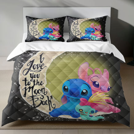 Lusy Store Stitch Bed Set - Lilo and Stitch Bedding Set/Quilt Set - Angel and Stitch - Linen Duvet Cover and Pillowcase Bed Sheets