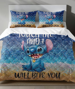 Lusy Store Stitch Bed Set - Lilo and Stitch Bedding Set/Quilt Set - Beach Fun with Stitch - Linen Duvet Cover and Pillowcase Bed Sheets