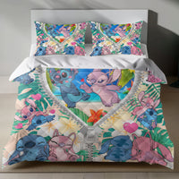 Lusy Store Stitch Bed Set - Lilo and Stitch Bedding Set/Quilt Set - Lovely Angel and Stitch - Linen Duvet Cover and Pillowcase Bed Sheets