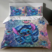 Stitch Bed Set - Lilo and Stitch Bedding Set/Quilt Set - Cute Stitch - Linen Duvet Cover and Pillowcase 4pcs - Quilt Sets