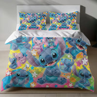Lusy Store Stitch Bed Set - Lilo and Stitch Bedding Set/Quilt Set - Cute Angel and Stitch - Linen Duvet Cover and Pillowcase Bed Sheets