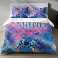 Lusy Store Stitch Bed Set - Lilo &amp; Stitch Bedding Set/Quilt Set - Cute Love Stitch - Linen Duvet Cover and Pillowcase Bed Sheets