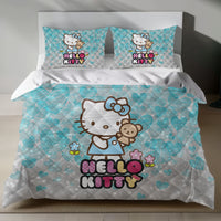 Hello Kitty Linen Bedding Set - Teddy Bear & Hearts Design 4pcs - Quilt Sets