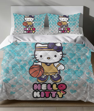 Lusy Store Hello Kitty Basketball Linen Bedding Set - Sporty Fun for Sanrio Fans Bed Sheets