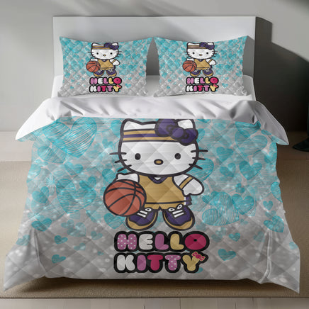 Hello Kitty Basketball Linen Bedding Set - Sporty Fun for Sanrio Fans 4pcs - Quilt Sets