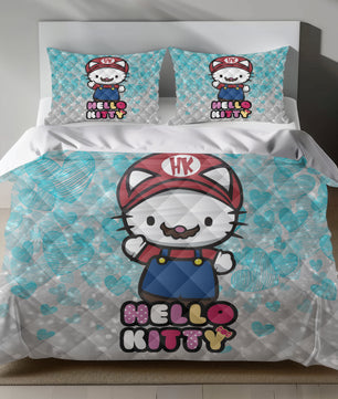 Hello Kitty Super Mario Linen Bedding Set - Playful Adventure for Sanrio Fans Lusy Store