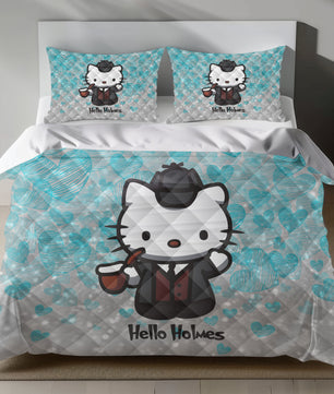 Hello Kitty Sherlock Holmes Linen Bedding Set - Mystery Charm for Sanrio Fans Lusy Store