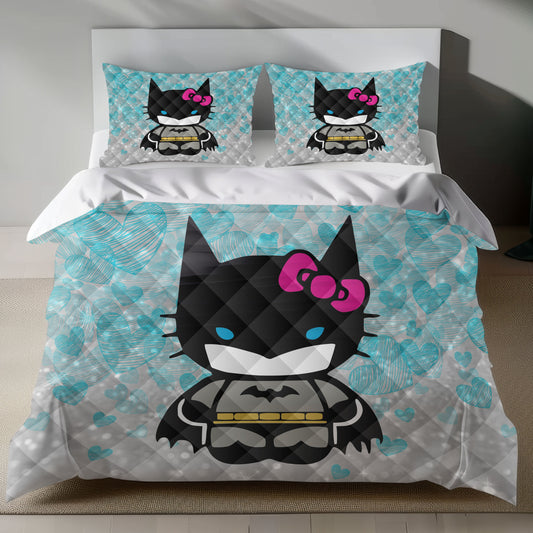 Hello Kitty Batgirl Linen Bedding Set - Heroic Charm for Sanrio Fans Lusy Store