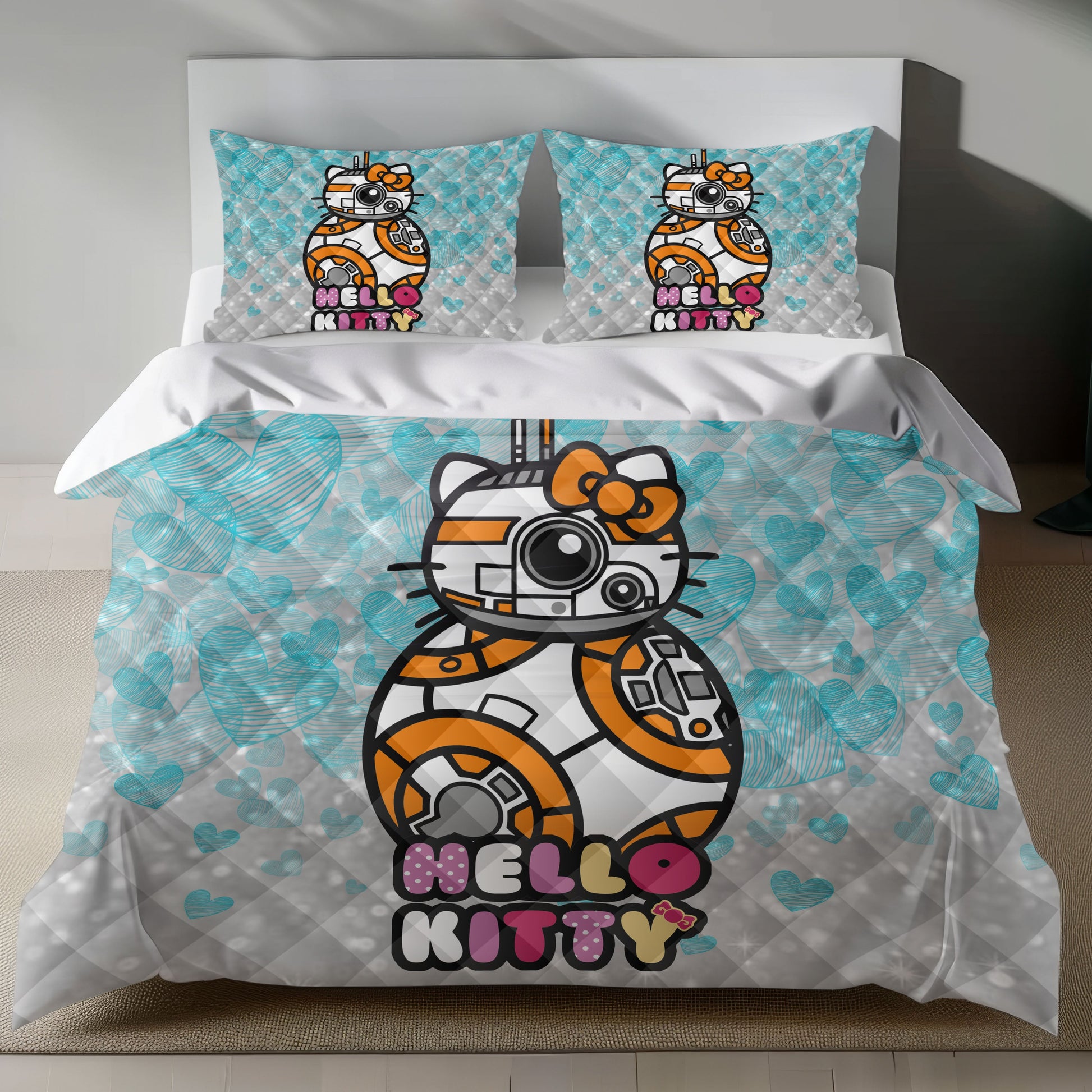 Hello Kitty BB-8 Linen Bedding Set - Galactic Charm for Sanrio Fans Lusy Store