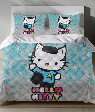 Lusy Store Hello Kitty Star Trek Science Linen Bedding Set - Cosmic Charm for Sanrio Fans Bed Sheets