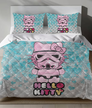 Hello Kitty Stormtrooper Linen Bedding Set - Galactic Charm for Sanrio Fans Lusy Store