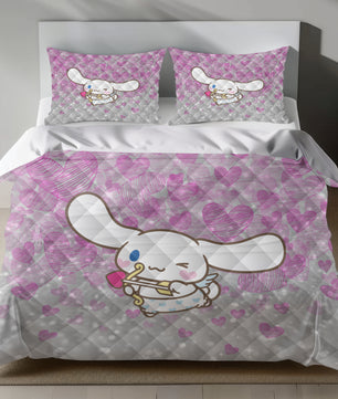 Lusy Store Cinnamoroll Cupid Linen Bedding Set - Sweet Charm for Sanrio Fans Bed Sheets