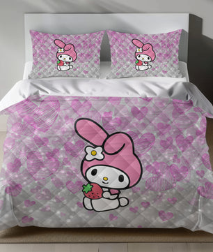 Lusy Store My Melody Strawberry Linen Bedding Set - Sweet Charm for Sanrio Fans Bed Sheets