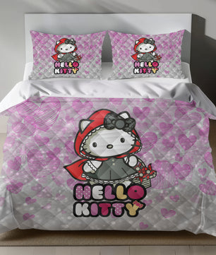 Lusy Store Hello Kitty Little Red Riding Hood Linen Bedding Set - Whimsical Charm for Sanrio Fans Bed Sheets
