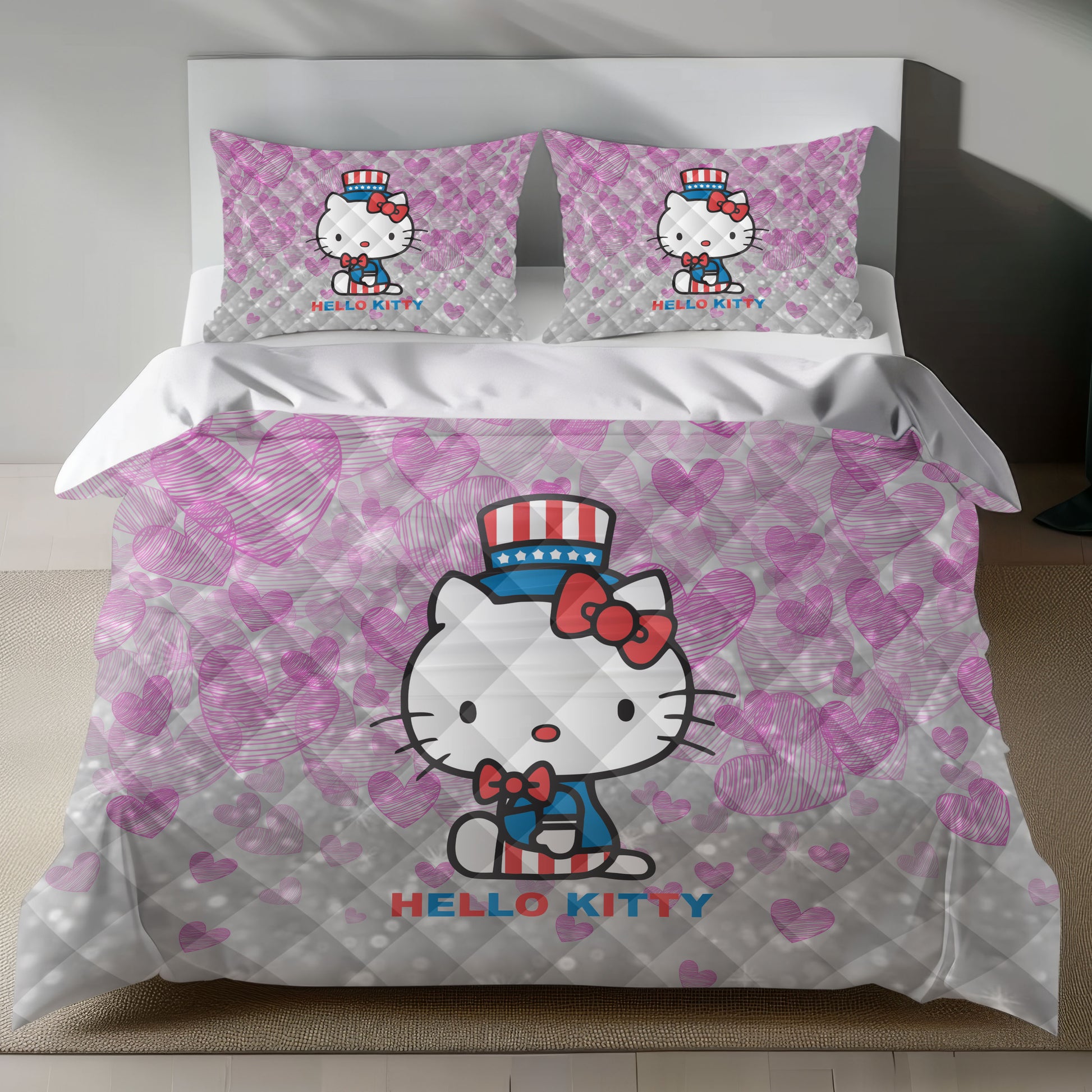 Lusy Store Hello Kitty Bedding Set &ndash; Cute Pink Duvet Cover &amp; Pillowcase for a Cozy Bedroom Bed Sheets