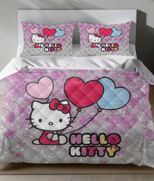 Hello Kitty Bedding Set - Cute Pink Duvet Cover with Balloons for a Cozy Bedroom Lusy Store