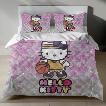Hello Kitty Bedding Set - Pink Barbie-Inspired Duvet Cover for a Glam Bedroom 4pcs - Quilt Sets