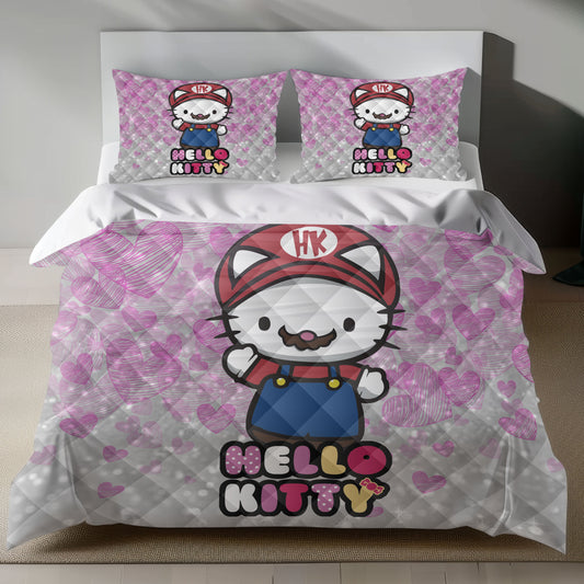 Hello Kitty Bedding Set - Pink Super Mario Duvet Cover for a Playful Bedroom Lusy Store