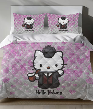 Hello Kitty Superman Bedding Set - Pink Duvet Cover for a Heroic Bedroom
