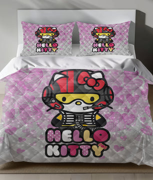 Hello Kitty Pilot Adventure Linen Duvet Cover Set - Eco-Friendly & Hypoallergenic