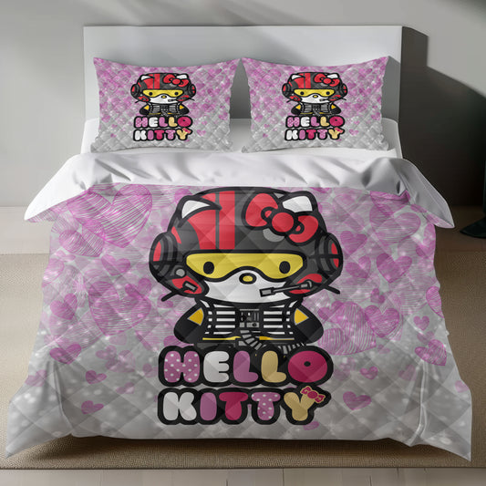 Hello Kitty Pilot Adventure Linen Duvet Cover Set - Eco-Friendly & Hypoallergenic