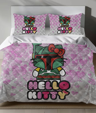 Hello Kitty Meets Boba Fett: Premium Linen Duvet Cover Set Lusy Store