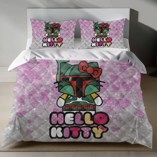 Hello Kitty Meets Boba Fett: Premium Linen Duvet Cover Set Lusy Store