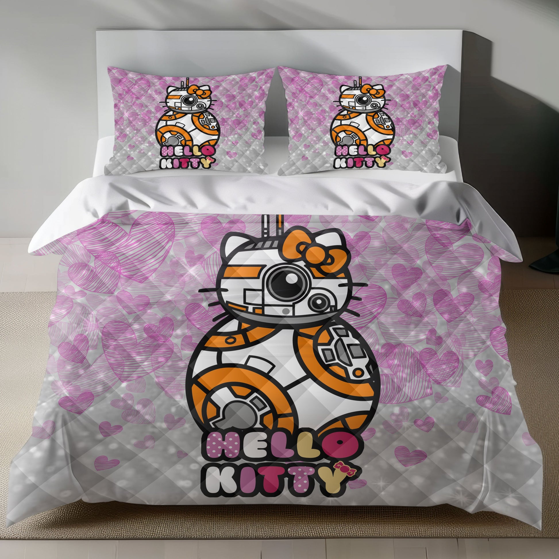 Hello Kitty BB-8 Linen Duvet Cover Set - Eco-Friendly Star Wars Inspired Bedding Lusy Store