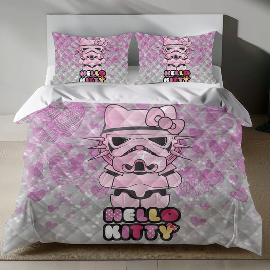 Hello Kitty Stormtrooper Linen Duvet Cover Set - Eco-Friendly & Hypoallergenic