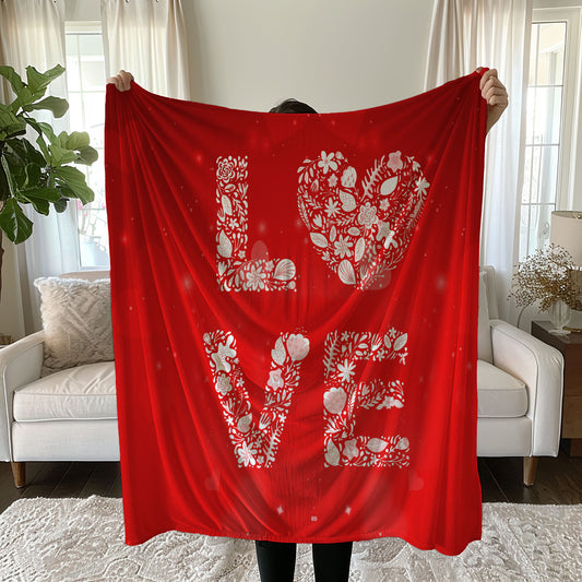 Red love bedding set with floral LOVE design for Valentine's Day duvet cover