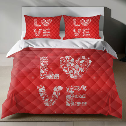 Romantic Red Love Bedding Set for Valentine's Day 4pcs - Quilt Sets