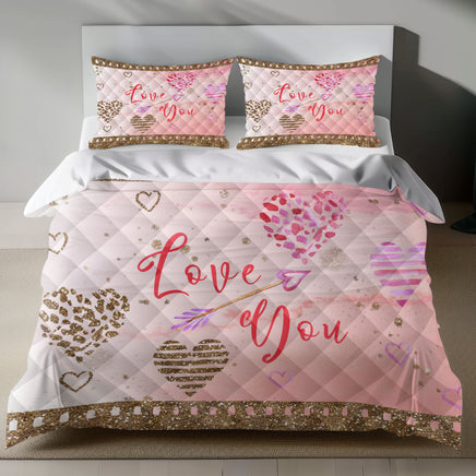 Romantic Heart Linen Bedding Set 4pcs - Quilt Sets