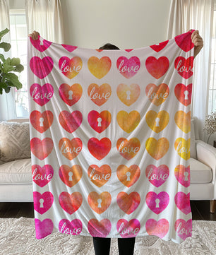 Romantic Heart Linen Bedding Set with Gradient Heart Design duvet cover