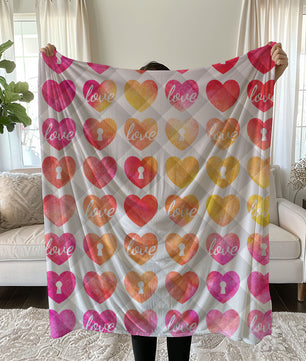 Romantic Heart Linen Bedding Set with Gradient Heart Design quilt