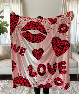 Romantic Leopard Love Linen Bedding Set with Glittery LOVE Text duvet