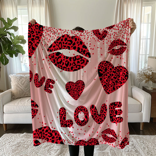 Romantic Leopard Love Linen Bedding Set with Glittery LOVE Text duvet